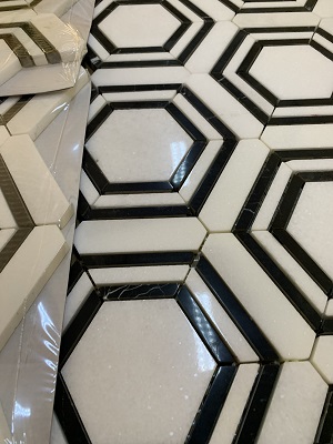 Close up of hexagon tile pattern